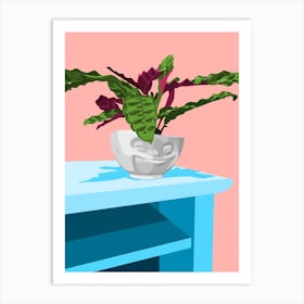 The Smirk - plant on a table Art Print