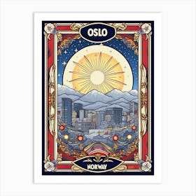 Oslo, Norway, Tarot Card Travel  Line Art 4 Art Print