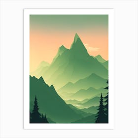 Misty Mountains Vertical Composition In Green Tone 54 Art Print