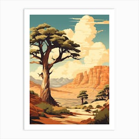  Retro Illustration Of A Joshua Trees In Mountains 4 Art Print
