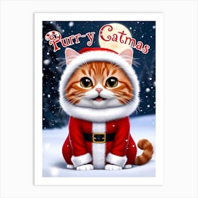 Purr-Y Catmas: Merry Christmas Cat Version 1 Art Print