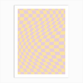 Warped Check Lilac And Yellow Art Print