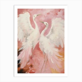 Pink Ethereal Bird Painting Ostrich Art Print
