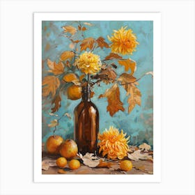 Yellow Dahlias In A Bottle Art Print