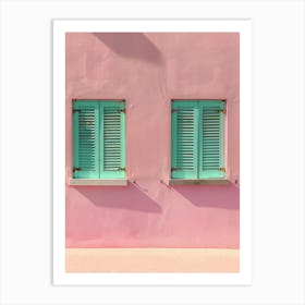 Pink House With Green Shutters Art Print