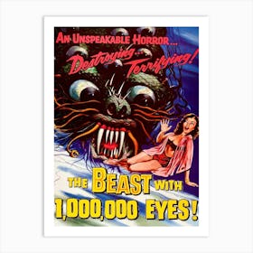 Funny Movie Poster, The Beast With One Million Eyes Art Print
