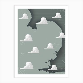 East Anglia United Kingdom vintage style weather map Art Print