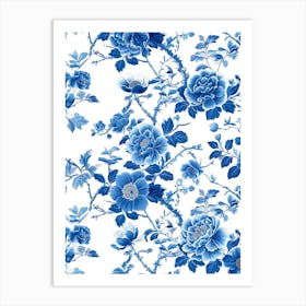 Blue And White Floral Pattern Art Print