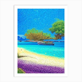 Gili Islands Indonesia Pointillism Style Tropical Destination Art Print