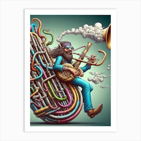 Psychedelic Jazz Musician Art Print