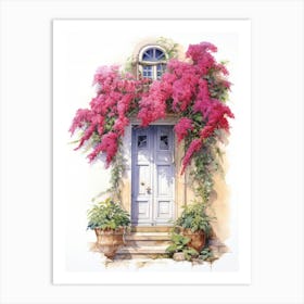 Antibes, France   Mediterranean Doors Watercolour Painting 3 Art Print