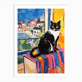 Painting Of A Cat In Marseille France 1 Art Print