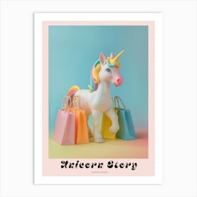 Toy Unicorn With Shopping Bags Poster Poster