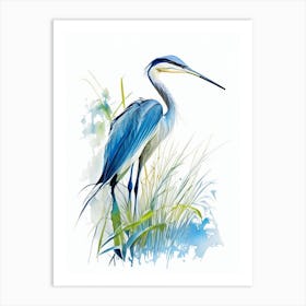 Blue Heron In Garden Impressionistic 4 Art Print