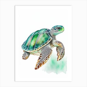 Flatback Sea Turtle (Natator Depressus), Sea Turtle Watercolour 1 Art Print