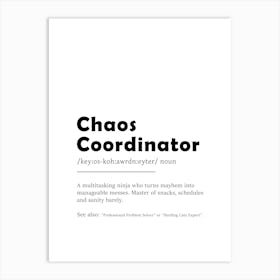 Chaos Coordinator Definition Poster - Dictionary Affiche