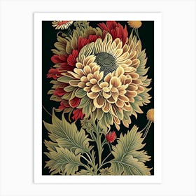 Chrysanthemum 2 Floral Botanical Vintage Poster Flower Art Print