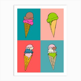 Ice Cream Cones Pop Art Art Print