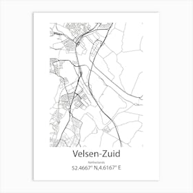 Velsen Zuid,Netherlands Minimalist Map Art Print