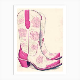 Pink Cowboy Boots 7 Art Print