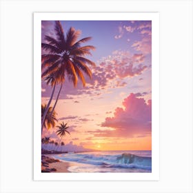 Sunset On The Beach Print  Art Print