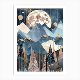 Moonlight In The Mountains 12 Art Print