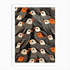 Birds On A Black Background Art Print