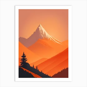 Misty Mountains Vertical Composition In Orange Tone 284 Art Print