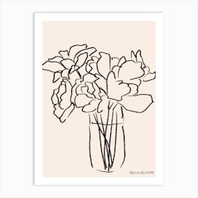 Line work Tulips cozy Art Print