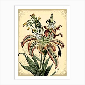 Tiger Lily 2 Floral Botanical Vintage Poster Flower Art Print