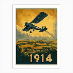 Aihrgdesign A Retro Travel Poster Showcasing 1914 Aviation Wi 1ec49488 361a 4ee6 Baa2 3ba101087c50 3 Art Print