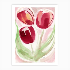 Three Red Tulips Art Print