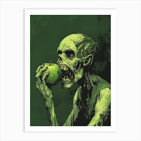 Scary Zombie Eating An Apple 8 Art Print