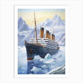 Titanic Ship In Icebergs1 Art Print
