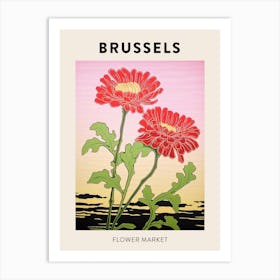 Brussels Belgium Botanical Flower Market Poster Art Print