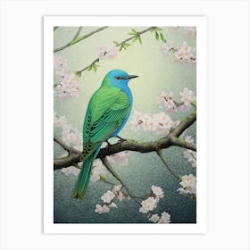 Ohara Koson Inspired Bird Painting Bluebird 2 Art Print