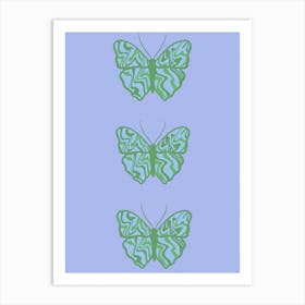 Lilac Butterfly x 3 Art Print
