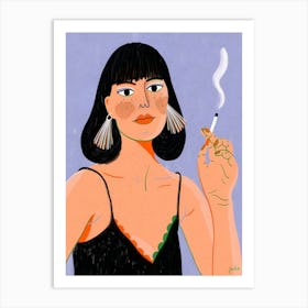 Woman Smoking A Cigarette 2 Art Print