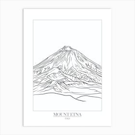 Mount Etna Italy Line Drawing 5 Poster Art Print