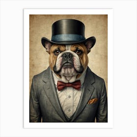 Bulldog In Top Hat 1 Art Print