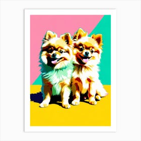 Pomeranian Pups, This Contemporary art brings POP Art and Flat Vector Art Together, Colorful Art, Animal Art, Home Decor, Kids Room Decor, Puppy Bank - 130th Art Print