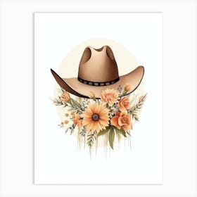 Cowgirl Hat With Flowers 1 Art Print