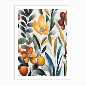 Oranges And Flowers Art Print