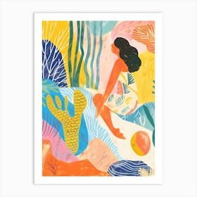 Matisse Inspired, Cactus And Mermaid, Fauvism Style Art Print