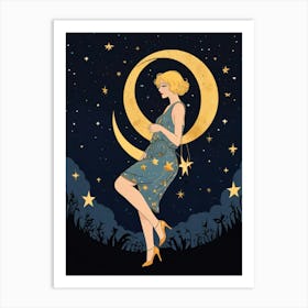 Moon And Stars Art Print