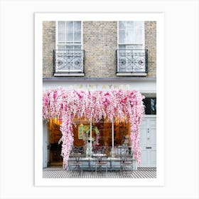 Pink Floral Cafe London Art Print