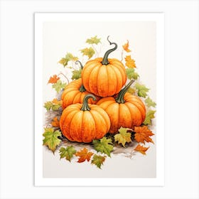 Lumina Pumpkin Watercolour Illustration 2 Art Print