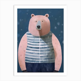 Playful Illustration Of Grizzly Bear For Kids Room 4 Art Print