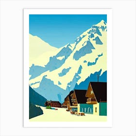 Engelberg 2, Switzerland Midcentury Vintage Skiing Poster Art Print