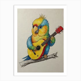 Parrot Playing Guitar 3 Art Print